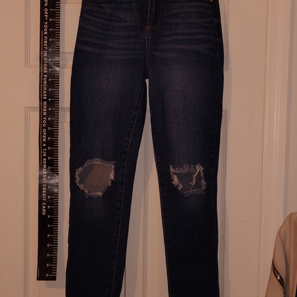 Women's Blue Distressed Jeans - Picture 10 of 13
